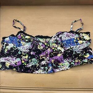 Lily White Multicolor Abstract Crop Top